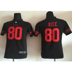 Nike 49ers 80 Jerry Rice Black Alternate Youth Stitched NFL Jersey
