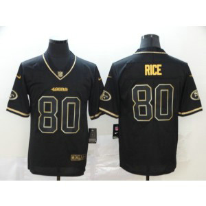 Nike 49ers 80 Jerry Rice Black Gold Limited Men Jersey