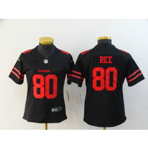 Nike 49ers 80 Jerry Rice Black Vapor Untouchable Limited Women Jersey
