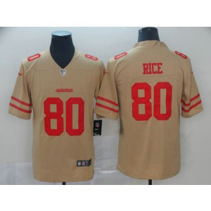 Nike 49ers 80 Jerry Rice Gold Inverted Legend Men Jersey