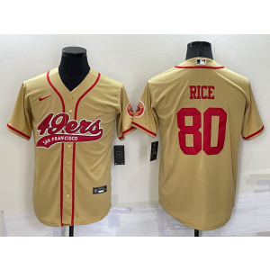 Nike 49ers 80 Jerry Rice Gold Vapor Baseball Limited Men Jersey