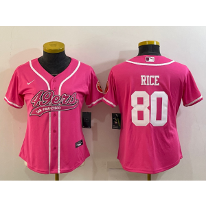 Nike 49ers 80 Jerry Rice Pink Vapor Baseball Limited Women Jersey