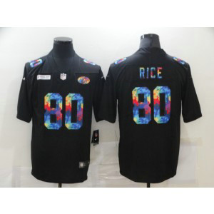 Nike 49ers 80 Jerry Rice Rainbow Black Limited Men Jersey