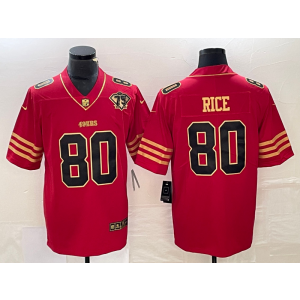 Nike 49ers 80 Jerry Rice Red Gold Vapor Limited Men Jersey