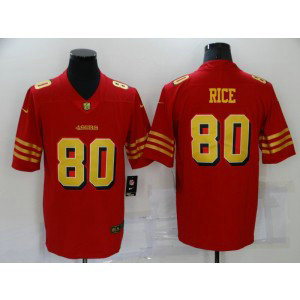 Nike 49ers 80 Jerry Rice Red Gold Vapor Untouchable Limited Men Jersey