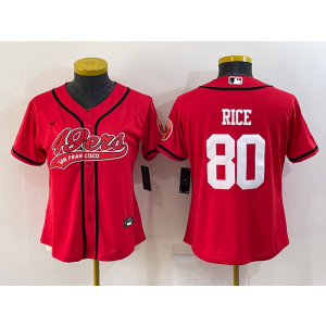 Nike 49ers 80 Jerry Rice Red Vapor Baseball Limited Women Jersey