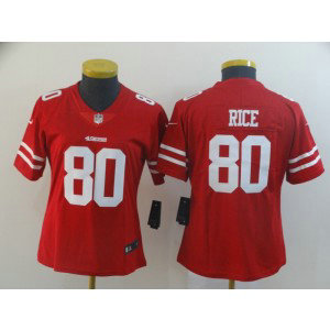 Nike 49ers 80 Jerry Rice Red Vapor Untouchable Limited Women Jersey