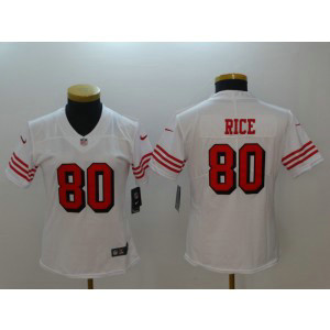 Nike 49ers 80 Jerry Rice White Color Rush Vapor Untouchable Limited Women Jersey