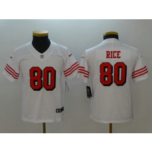 Nike 49ers 80 Jerry Rice White Color Rush Vapor Untouchable Limited Youth Jersey