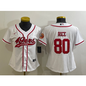 Nike 49ers 80 Jerry Rice White Vapor Baseball Limited Women Jersey