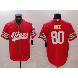 Nike 49ers 80 Rice Red Vapor Baseball Limited Men Jersey