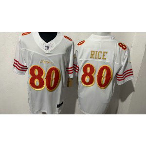 Nike 49ers 80 Rice White 2025 Rivalries F.U.S.E. Vapor Limited Men Jersey