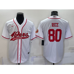 Nike 49ers 80 Rice White Vapor Baseball Limited Men Jersey