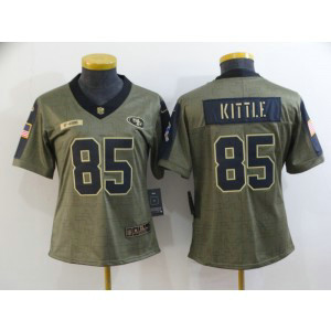 Nike 49ers 85 George Kittle 2021 Olive Salute To Service Limited Women Jersey