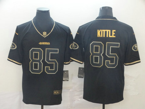 Nike 49ers 85 George Kittle Black Gold Throwback Vapor Untouchable Limited Jersey