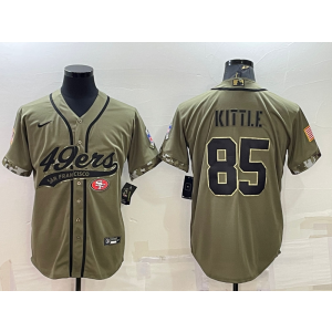 Nike 49ers 85 George Kittle Olive 2022 Salute To Service Baseball Limited Men Jersey