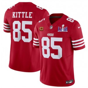 Nike 49ers 85 George Kittle Red 2024 Super Bowl LVIII F.U.S.E Vapor Limited Men Jersey with C Patch