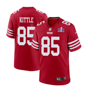 Nike 49ers 85 George Kittle Red 2024 Super Bowl LVIII Vapor Limited Men Jersey
