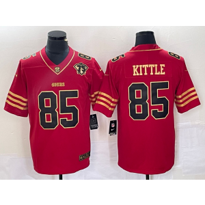 Nike 49ers 85 George Kittle Red Gold Vapor Limited Men Jersey