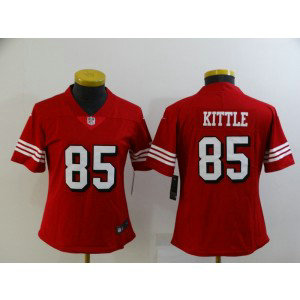 Nike 49ers 85 George Kittle Red Throwback Vapor Limited Women Jersey