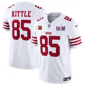 Nike 49ers 85 George Kittle White 2024 Super Bowl LVIII F.U.S.E Vapor Limited Men Jersey with C Patch