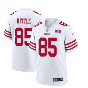 Nike 49ers 85 George Kittle White 2024 Super Bowl LVIII Vapor Limited Men Jersey