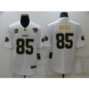 Nike 49ers 85 George Kittle White Gold 75th Anniversary Vapor Limited Men Jersey