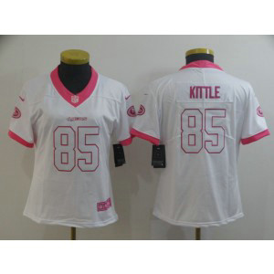 Nike 49ers 85 George Kittle White Pink Rush Limited Women Jersey