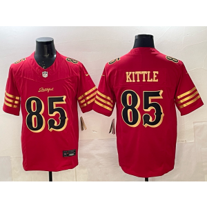 Nike 49ers 85 George kittle Red Gold 2025 Rivalries F.U.S.E. Vapor Limited Men Jersey