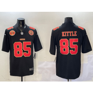 Nike 49ers 85 Kittle Black Gold Team Logo Vapor Limited Men Jersey