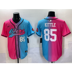 Nike 49ers 85 Kittle Blue Pink Split Baseball Vapor Limited Men Jersey