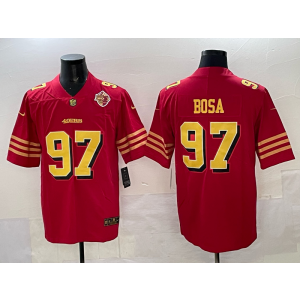 Nike 49ers 97 Bosa Red Gold Throwback Vapor Limited Men Jersey