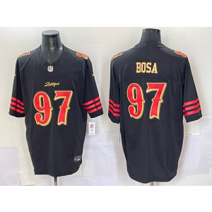 Nike 49ers 97 Nick Bosa Black Gold Rivalries F.U.S.E. Vapor Limited Men Jersey