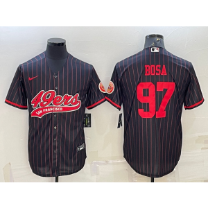 Nike 49ers 97 Nick Bosa Black Red Vapor Baseball Limited Men Jersey