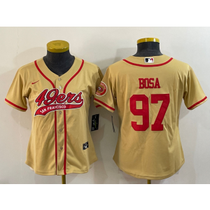 Nike 49ers 97 Nick Bosa Gold Vapor Baseball Limited Women Jersey
