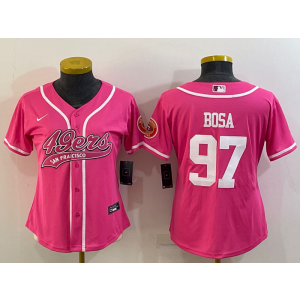 Nike 49ers 97 Nick Bosa Pink Vapor Baseball Limited Women Jersey