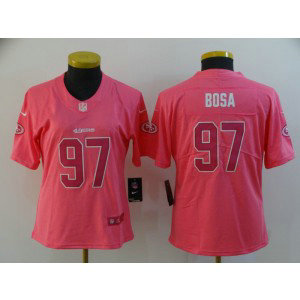 Nike 49ers 97 Nick Bosa Pink Women Jersey