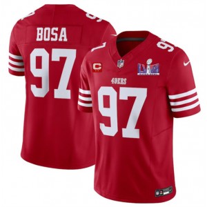 Nike 49ers 97 Nick Bosa Red 2024 Super Bowl LVIII F.U.S.E Vapor Limited Men Jersey with C Patch