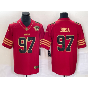 Nike 49ers 97 Nick Bosa Red Gold Vapor Limited Men Jersey