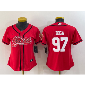 Nike 49ers 97 Nick Bosa Red Vapor Baseball Limited Women Jersey
