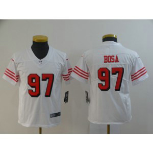 Nike 49ers 97 Nick Bosa White Vapor Untouchable Throwback Limited Youth Jersey