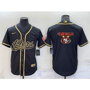 Nike 49ers Blank Black Gold Vapor Baseball Logo Limited Men Jersey