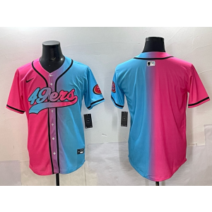 Nike 49ers Blank Blue Pink Split Baseball Vapor Limited Men Jersey 1