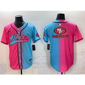 Nike 49ers Blank Blue Pink Split Baseball Vapor Limited Men Jersey