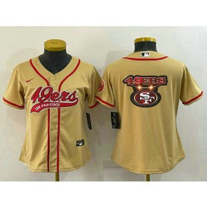 Nike 49ers Blank Gold Vapor Baseball Logo Limited Women Jersey