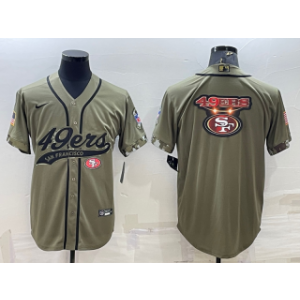 Nike 49ers Blank Olive Blank 2022 Salute To Service Baseball Logo Limited Men Jersey