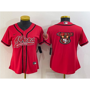 Nike 49ers Blank Red Vapor Baseball Logo Limited Women Jersey