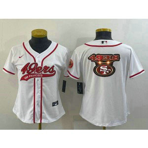 Nike 49ers Blank White Vapor Baseball Logo Limited Women Jersey