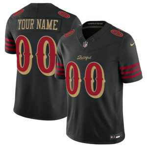 Nike 49ers Customized Black Gold 2025 Rivalries F.U.S.E. Vapor Limited Men Jersey