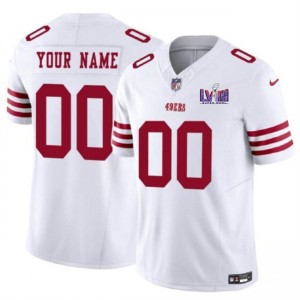 Nike 49ers Customized White 2024 Super Bowl LVIII F.U.S.E Vapor Limited Men Jersey